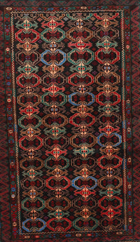 Machine Washable Traditional Dark Brown Rug, wshtr1742