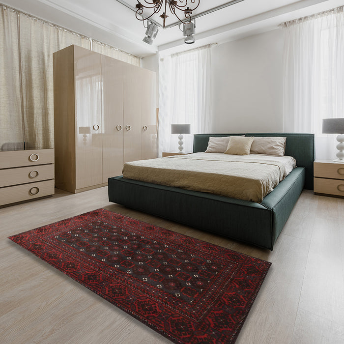 Traditional Bakers Brown Persian Rug in a Bedroom, tr1745