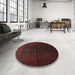 Round Machine Washable Traditional Bakers Brown Rug in a Office, wshtr1745