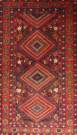 Machine Washable Traditional Tomato Red Rug, wshtr1747
