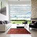 Square Machine Washable Traditional Tomato Red Rug in a Living Room, wshtr1747