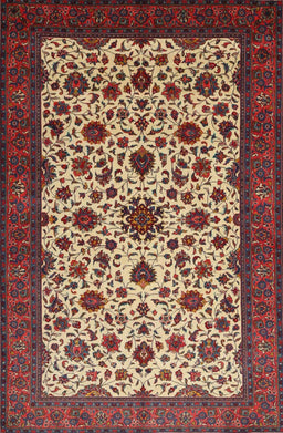 Machine Washable Traditional Saffron Red Rug, wshtr1749