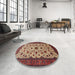 Round Traditional Saffron Red Persian Rug in a Office, tr1749