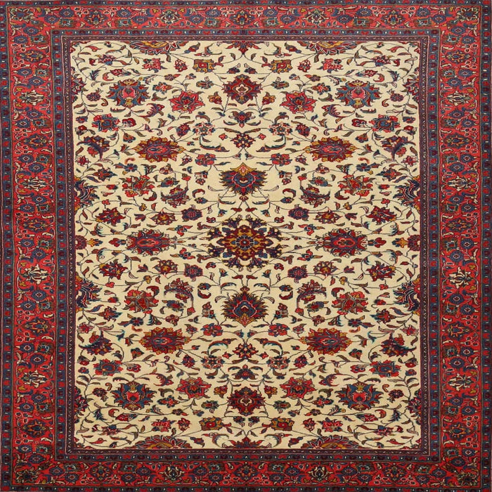 Square Traditional Saffron Red Persian Rug, tr1749