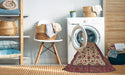 Machine Washable Traditional Saffron Red Rug in a Washing Machine, wshtr1749