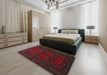 Traditional Taupe Brown Persian Rug in a Bedroom, tr1750