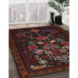 Traditional Dark Brown Persian Rug in Family Room, tr1751