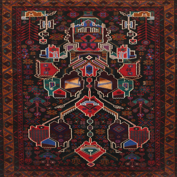 Square Traditional Dark Brown Persian Rug, tr1751
