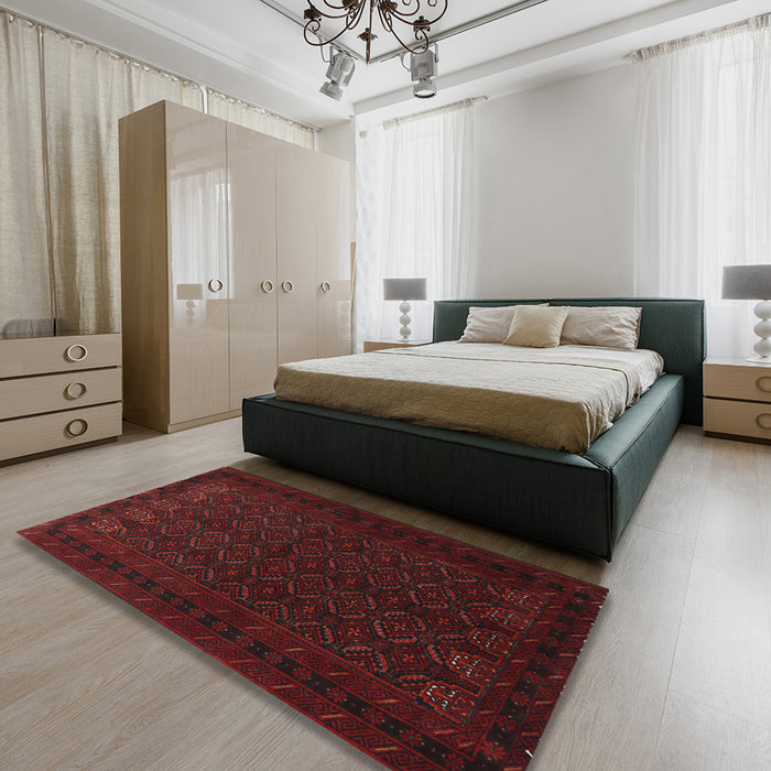 Traditional Bakers Brown Persian Rug in a Bedroom, tr1754