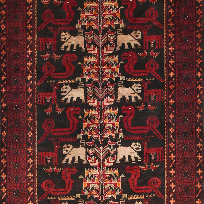 Traditional Cranberry Red Animal Rug, tr1758