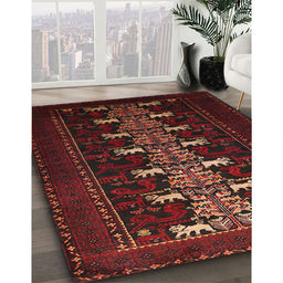Traditional Cranberry Red Animal Rug in Family Room, tr1758