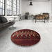 Round Traditional Cranberry Red Animal Rug in a Office, tr1758