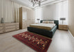 Machine Washable Traditional Cranberry Red Rug in a Bedroom, wshtr1758