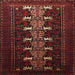 Square Traditional Cranberry Red Animal Rug, tr1758