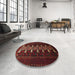 Round Machine Washable Traditional Cranberry Red Rug in a Office, wshtr1758