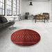 Round Machine Washable Traditional Fire Brick Red Rug in a Office, wshtr1759