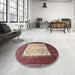Round Traditional Brown Red Persian Rug in a Office, tr1761
