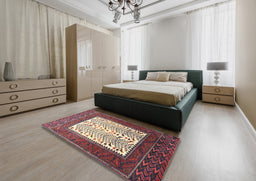 Traditional Brown Red Persian Rug in a Bedroom, tr1761