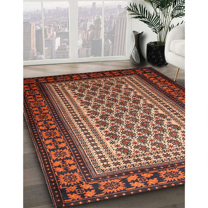 Machine Washable Traditional Orange Brown Rug in a Family Room, wshtr1766
