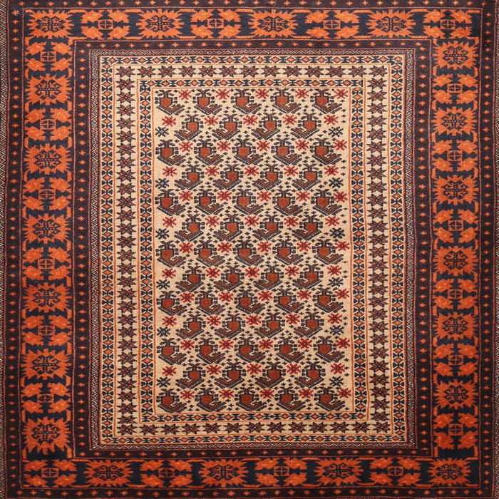 Round Machine Washable Traditional Orange Brown Rug, wshtr1766