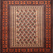 Round Machine Washable Traditional Orange Brown Rug, wshtr1766