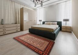 Traditional Orange Brown Persian Rug in a Bedroom, tr1766
