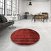 Round Traditional Fire Brick Red Southwestern Rug in a Office, tr1767