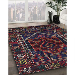 Traditional Dark Scarlet Red Persian Rug in Family Room, tr1769