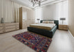 Machine Washable Traditional Dark Scarlet Red Rug in a Bedroom, wshtr1769