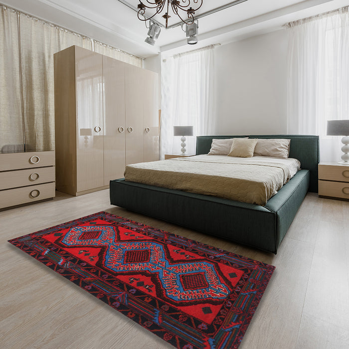 Traditional Black Persian Rug in a Bedroom, tr1770