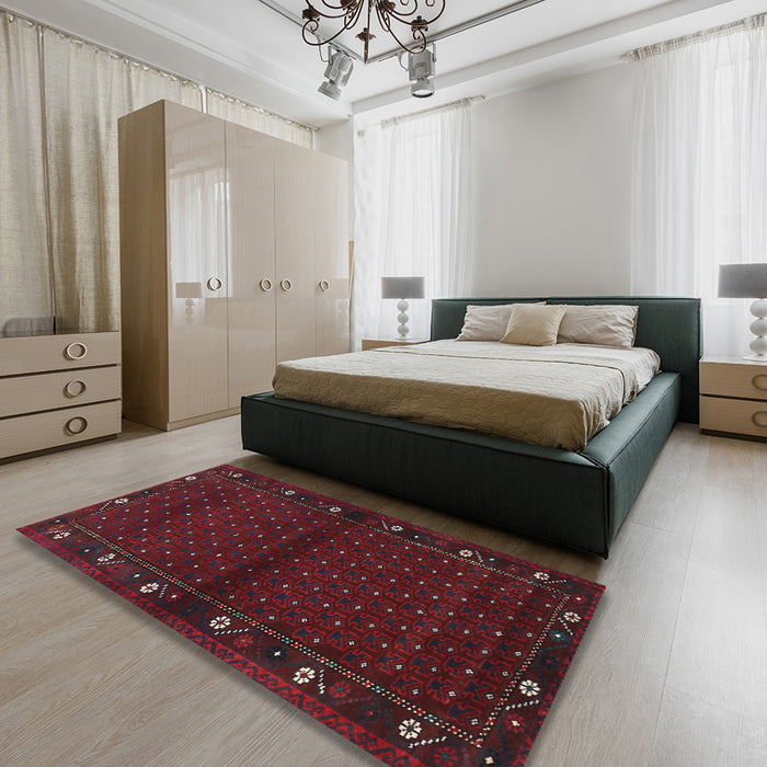 Machine Washable Traditional Bakers Brown Rug in a Bedroom, wshtr1771