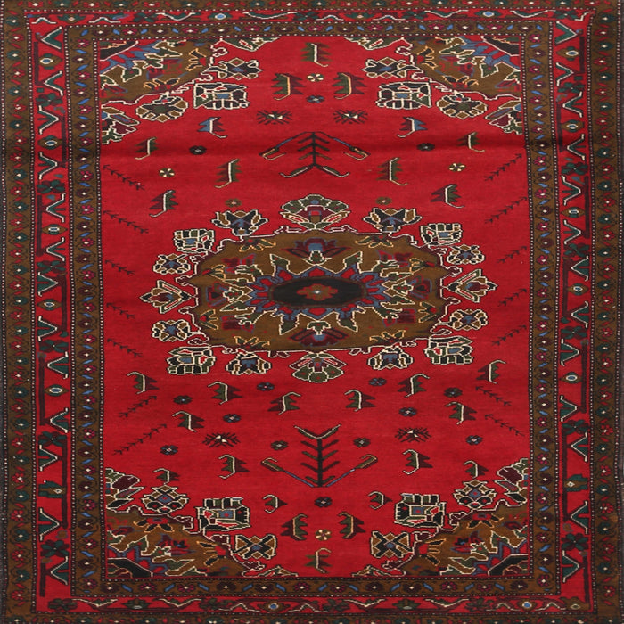 Square Traditional Dark Brown Medallion Rug, tr1772