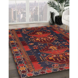 Traditional Chestnut Brown Persian Rug in Family Room, tr1773