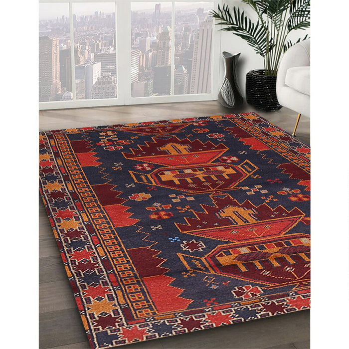 Traditional Chestnut Brown Persian Rug in Family Room, tr1773