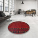 Round Machine Washable Traditional Red Rug in a Office, wshtr1774