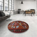 Round Traditional Chestnut Brown Persian Rug in a Office, tr1775