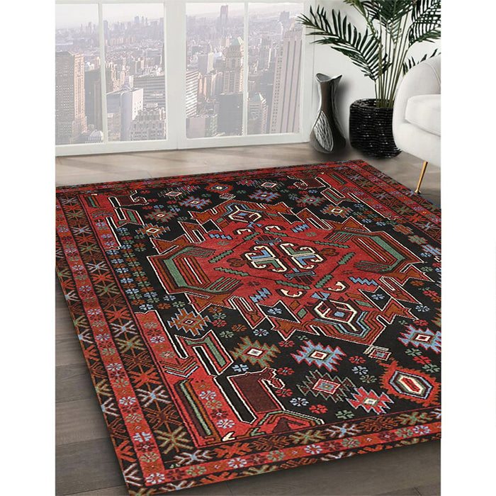 Machine Washable Traditional Sepia Brown Rug in a Family Room, wshtr1776