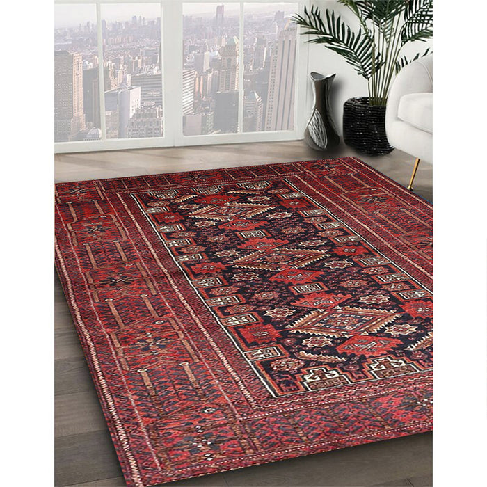 Traditional Cherry Red Persian Rug in Family Room, tr1778