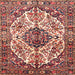 Round Machine Washable Traditional Fire Brick Red Rug, wshtr177