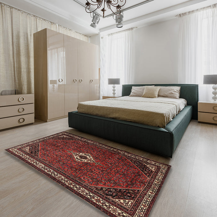 Traditional Sienna Brown Persian Rug in a Bedroom, tr1780