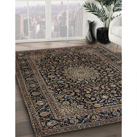 Traditional Dark Almond Brown Medallion Rug, tr1781