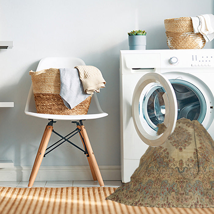 Machine Washable Traditional Light Brown Rug in a Washing Machine, wshtr1782