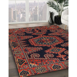 Traditional Chestnut Brown Persian Rug in Family Room, tr1785