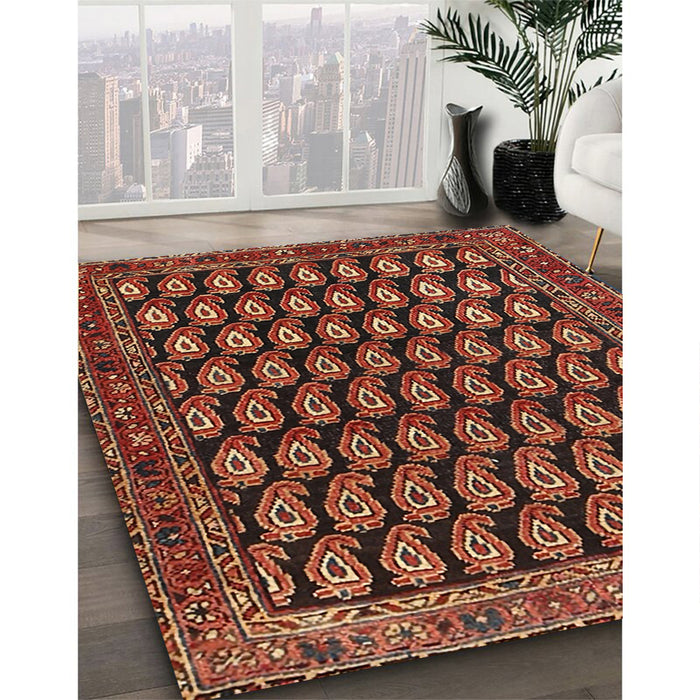 Machine Washable Traditional Saffron Red Rug in a Family Room, wshtr1786