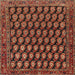 Round Machine Washable Traditional Saffron Red Rug, wshtr1786