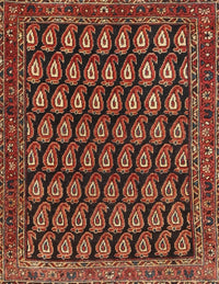 Machine Washable Traditional Saffron Red Rug, wshtr1786