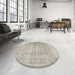 Round Traditional Desert Sand Beige Persian Rug in a Office, tr1787