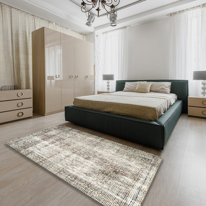 Machine Washable Traditional Khaki Green Rug in a Bedroom, wshtr1788