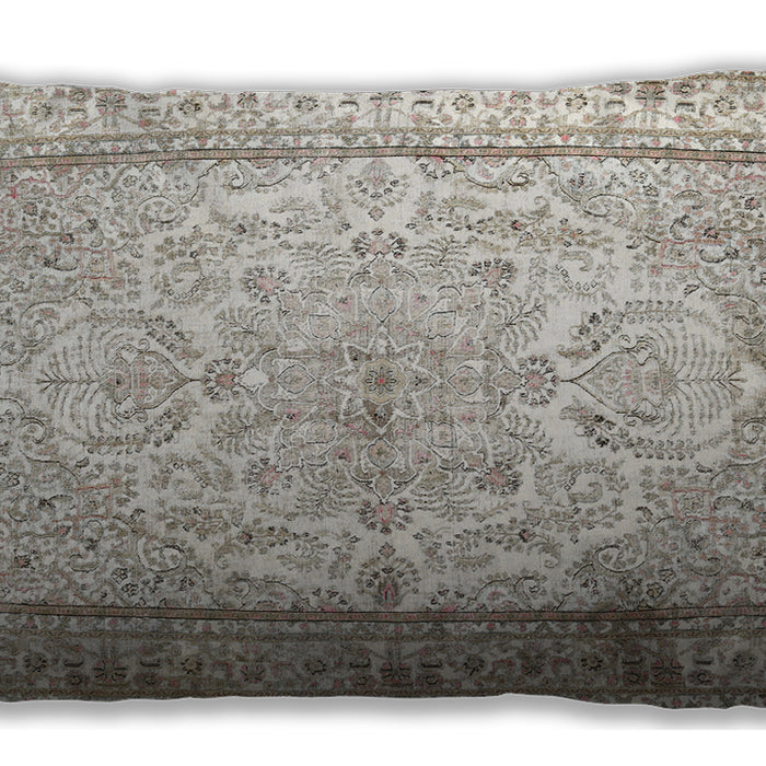 Traditional Classic Rectangular Dark White Beige Lumbar Throw Pillow, 13 inch by 19 inch, lbtr1789