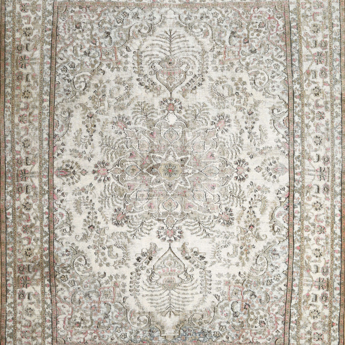 Machine Washable Traditional Dark White Beige Rug, wshtr1789